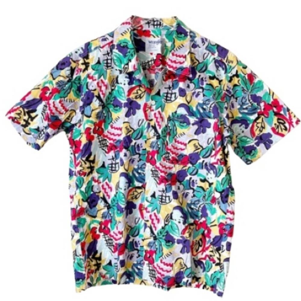 3 FOR $45 SALE | Vintage Wrangler Abstract Floral Print Shirt Men’s M